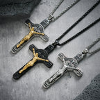 Classic Retro Style Crucifix St. Benedict Medal Protection Pendant