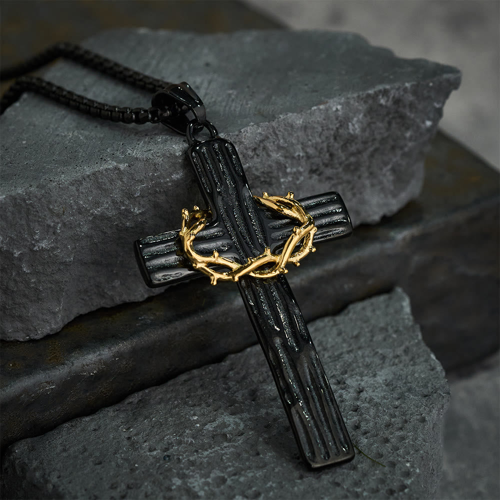 Modern Style Jesus Crown Of Thorns Cross Sacred Protection Pendant