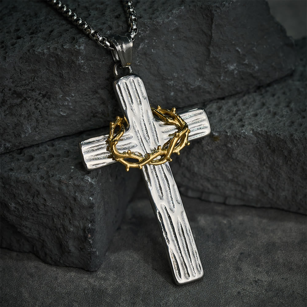 Modern Style Jesus Crown Of Thorns Cross Sacred Protection Pendant