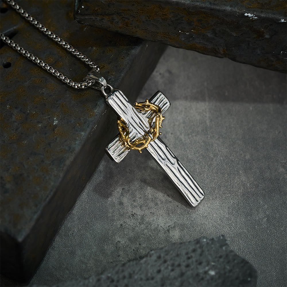 Modern Style Jesus Crown Of Thorns Cross Sacred Protection Pendant