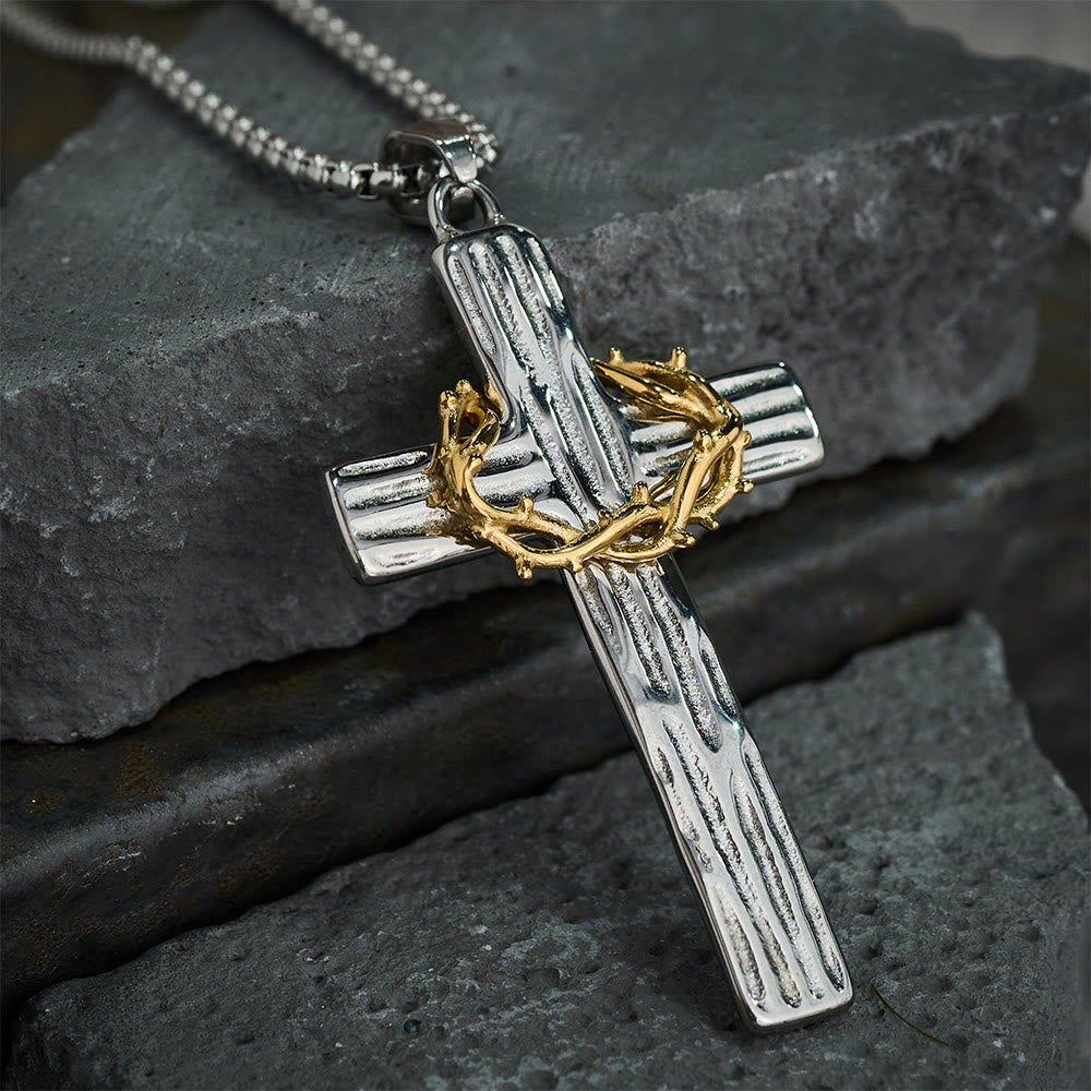 Modern Style Jesus Crown Of Thorns Cross Sacred Protection Pendant
