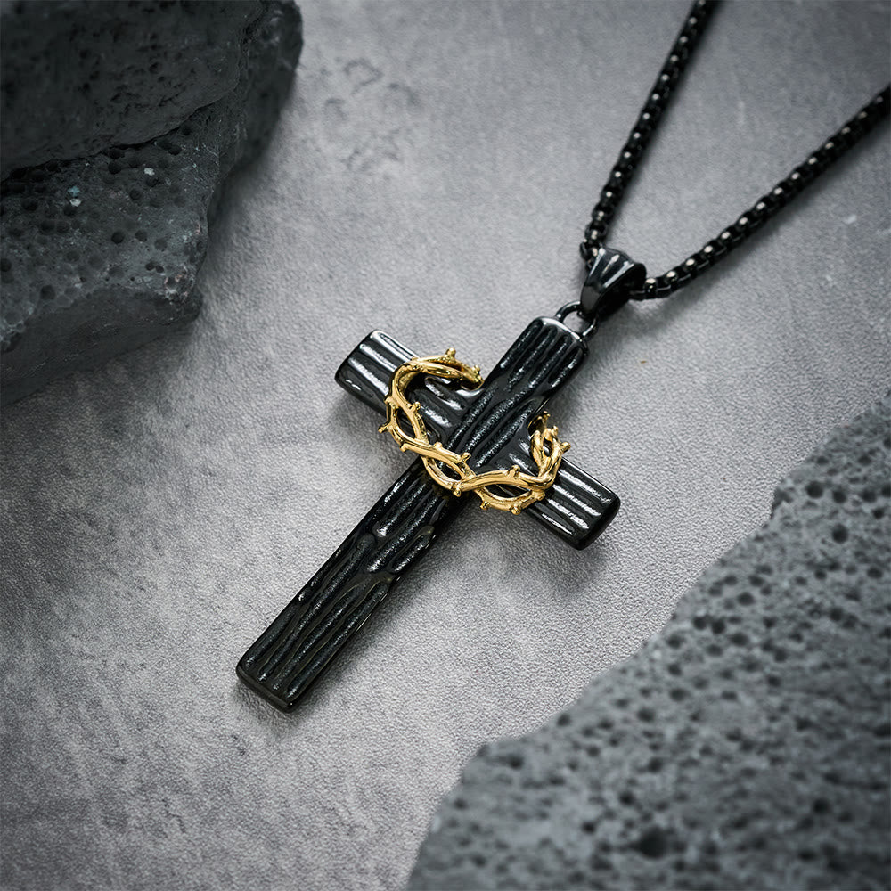 Modern Style Jesus Crown Of Thorns Cross Sacred Protection Pendant