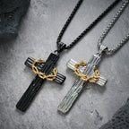 Modern Style Jesus Crown Of Thorns Cross Sacred Protection Pendant