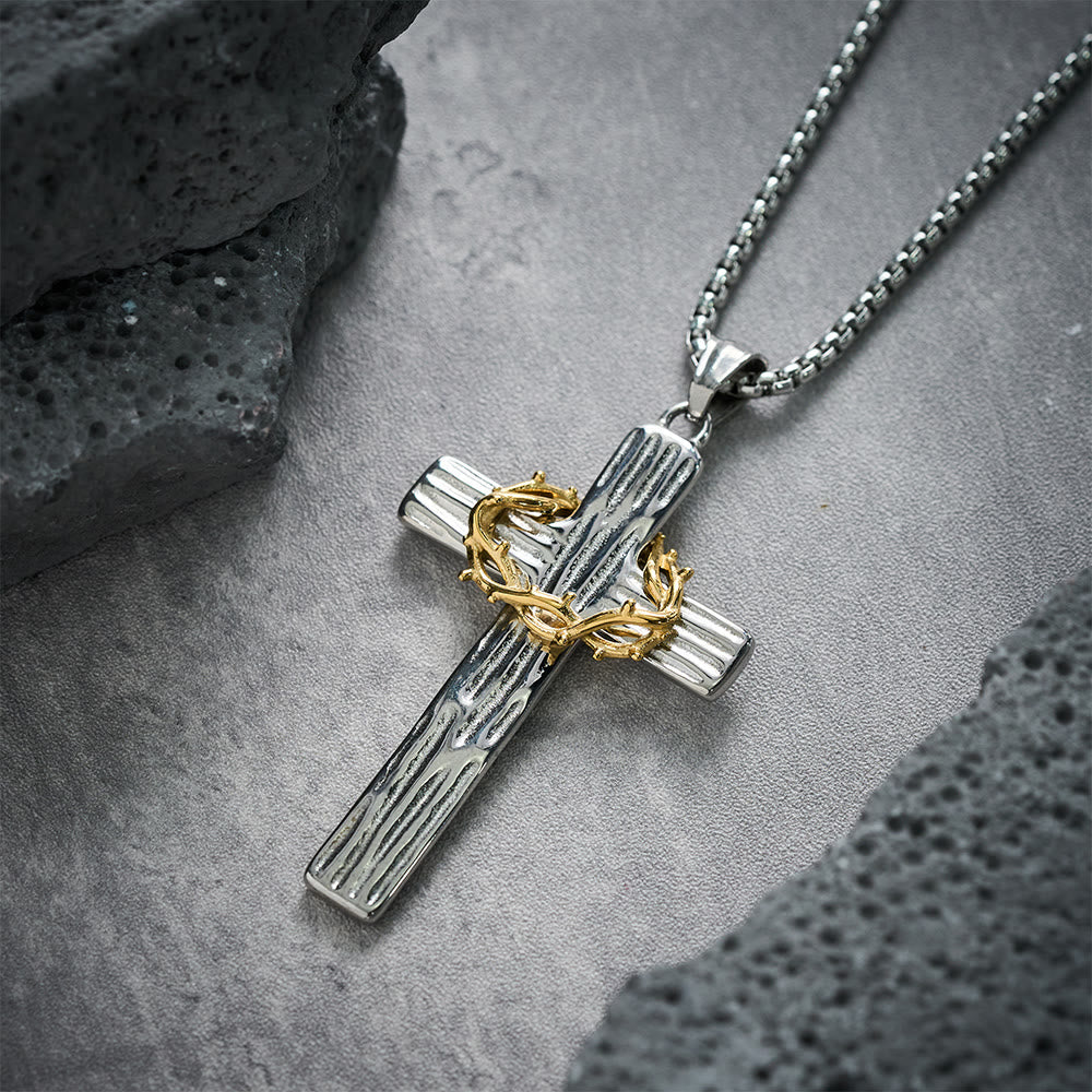 Modern Style Jesus Crown Of Thorns Cross Sacred Protection Pendant