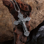 Ornate Crucifix Jesus Silhouette Link Chain Necklace