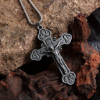 Ornate Crucifix Jesus Silhouette Link Chain Necklace
