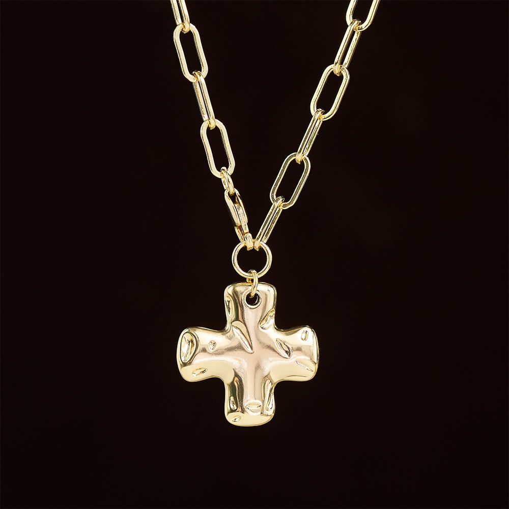 Minimalist Cross Paperclip Link Chain Necklace