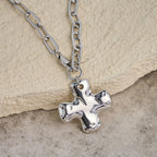 Minimalist Cross Paperclip Link Chain Necklace