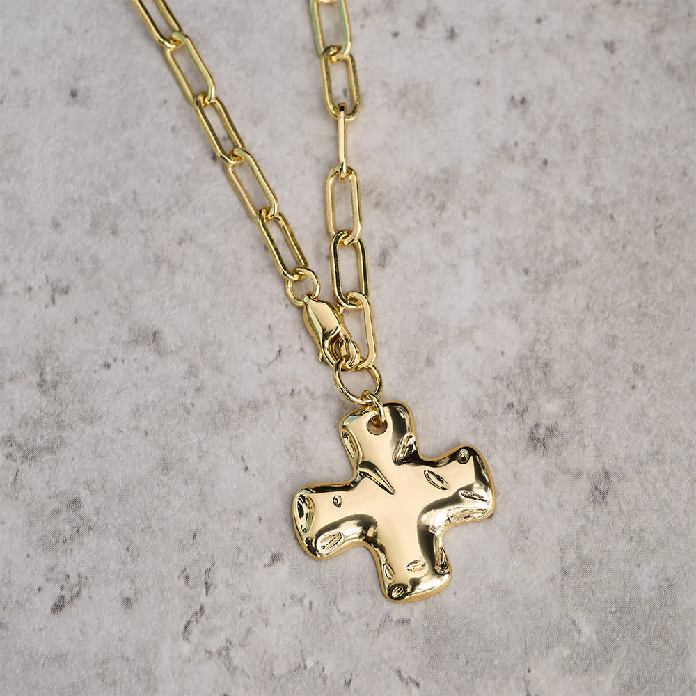 Minimalist Cross Paperclip Link Chain Necklace