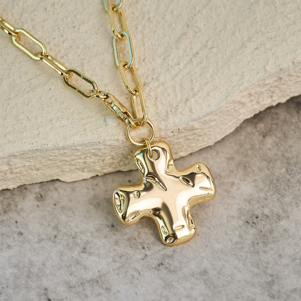 Minimalist Cross Paperclip Link Chain Necklace