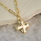 Minimalist Cross Paperclip Link Chain Necklace