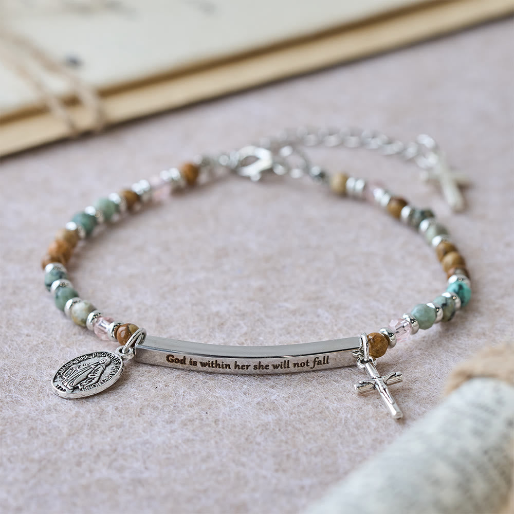 Natural African Turquoise Psalm 46:5 Bracelet