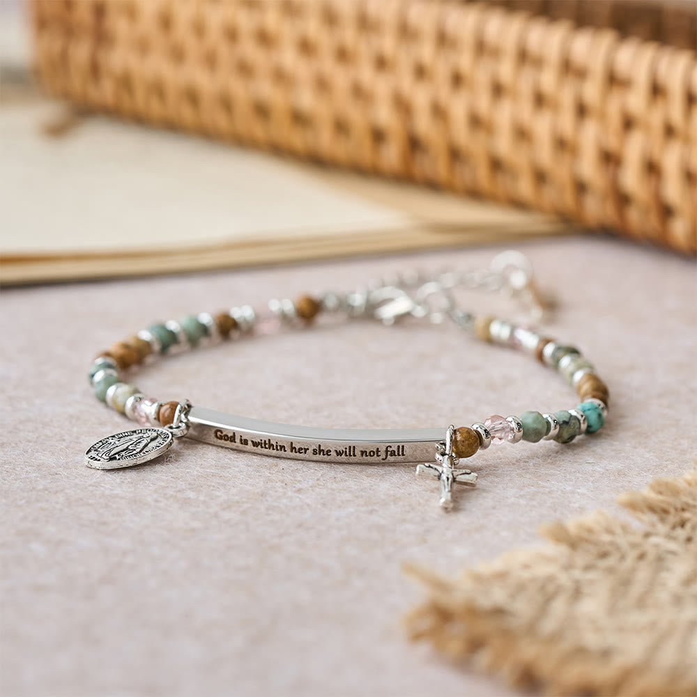 Natural African Turquoise Psalm 46:5 Bracelet