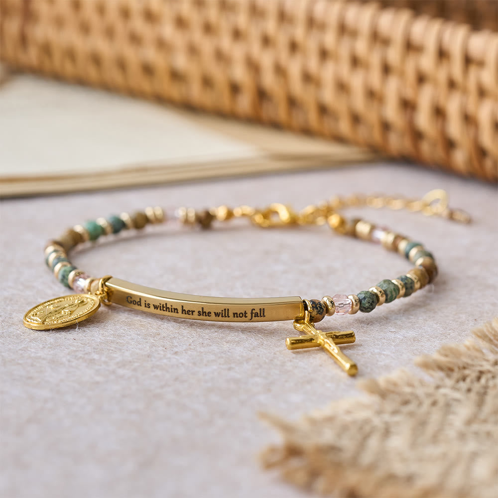 Natural African Turquoise Psalm 46:5 Bracelet