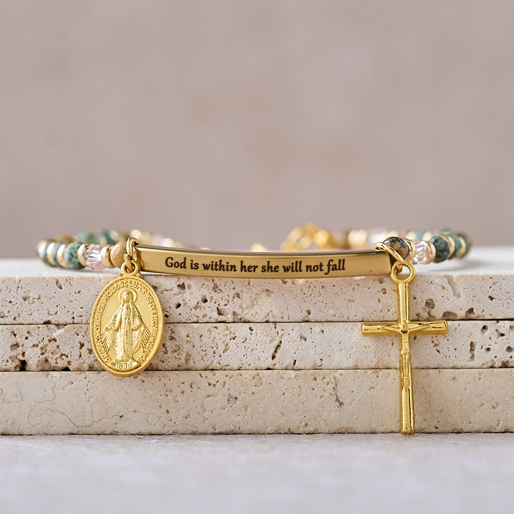 Natural African Turquoise Psalm 46:5 Bracelet