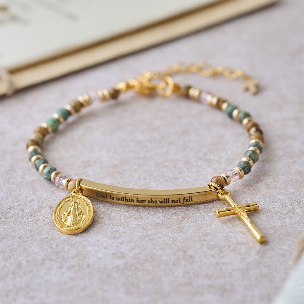 Natural African Turquoise Psalm 46:5 Bracelet