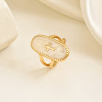 Cross Accent Glaze Double-Band Ring