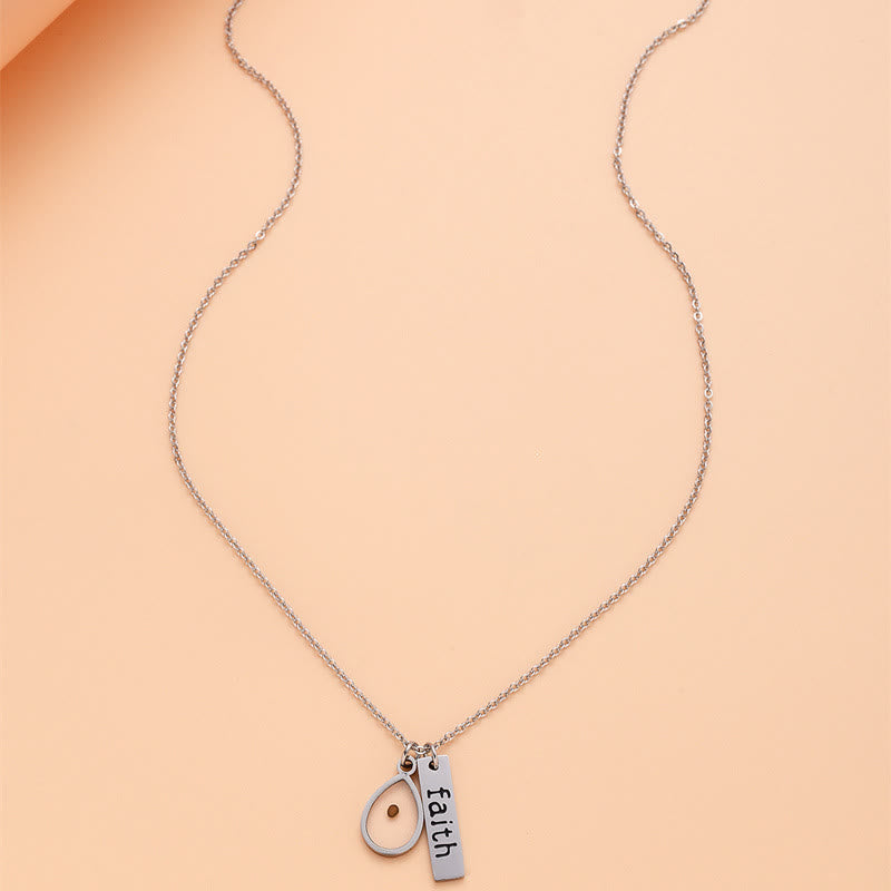 Heart & Tear Drop Mustard Seed Faith Necklace