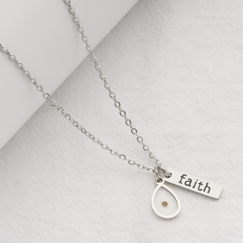 Heart & Tear Drop Mustard Seed Faith Necklace