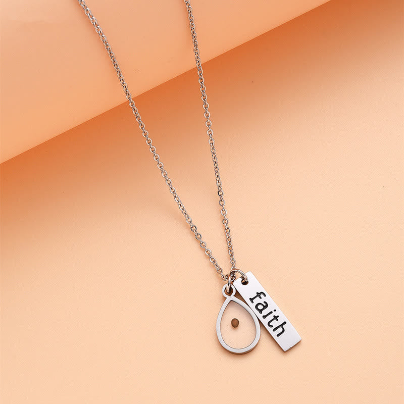 Heart & Tear Drop Mustard Seed Faith Necklace