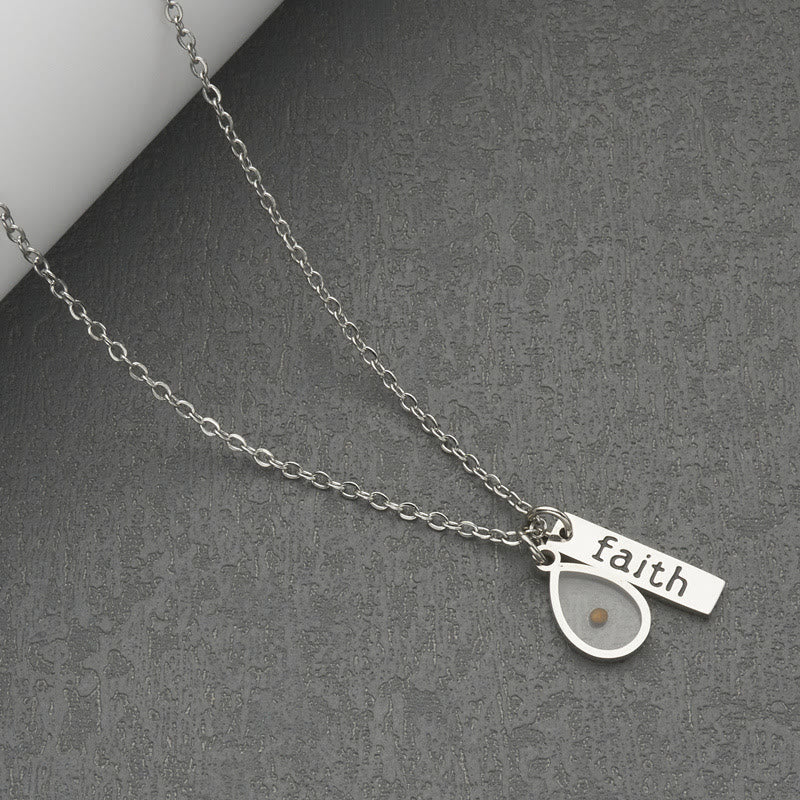 Heart & Tear Drop Mustard Seed Faith Necklace