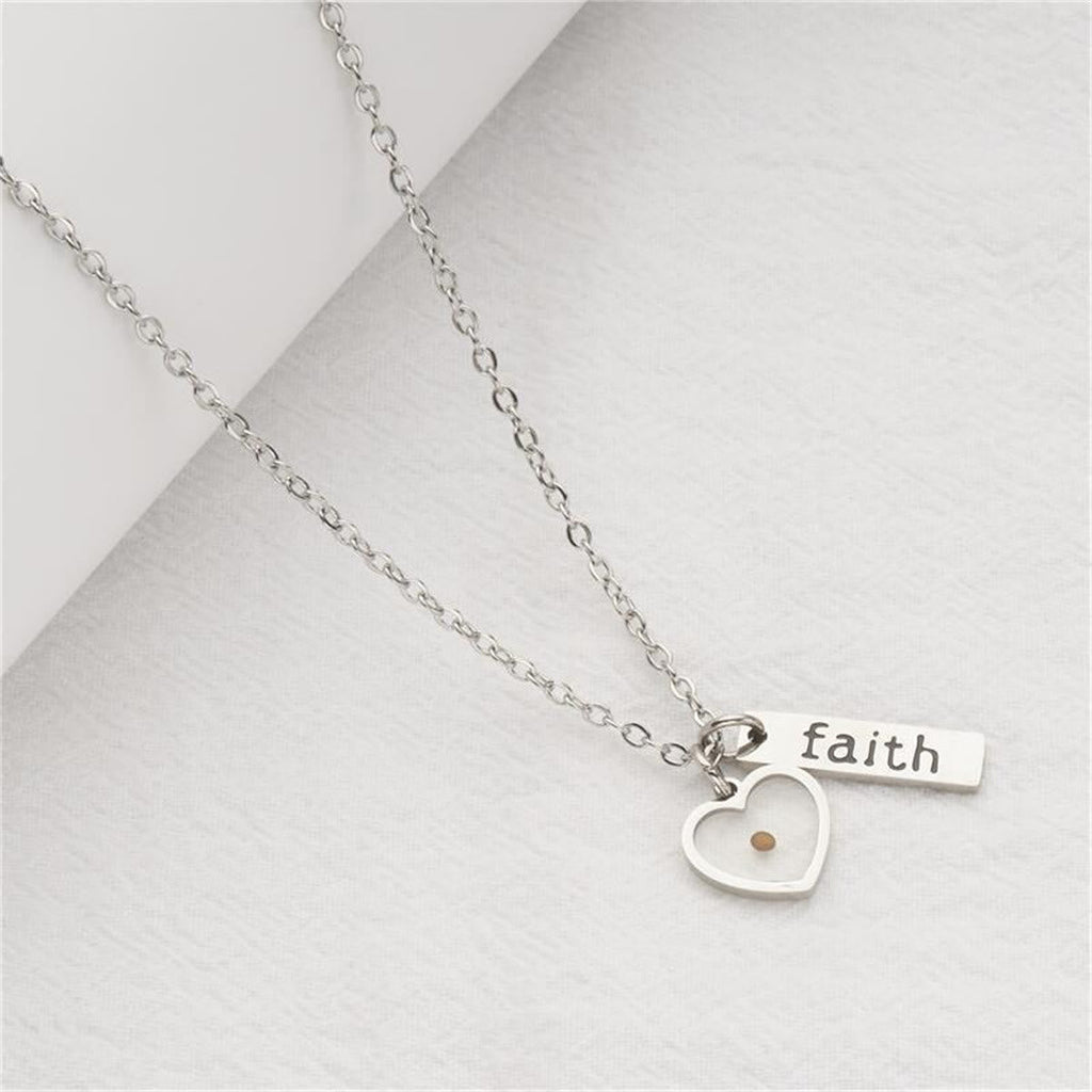 Heart & Tear Drop Mustard Seed Faith Necklace