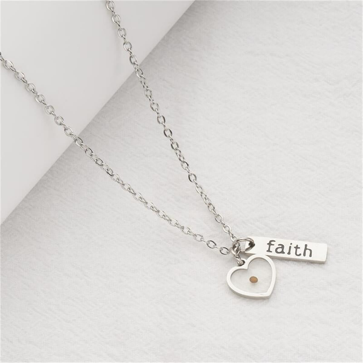 Heart & Tear Drop Mustard Seed Faith Necklace