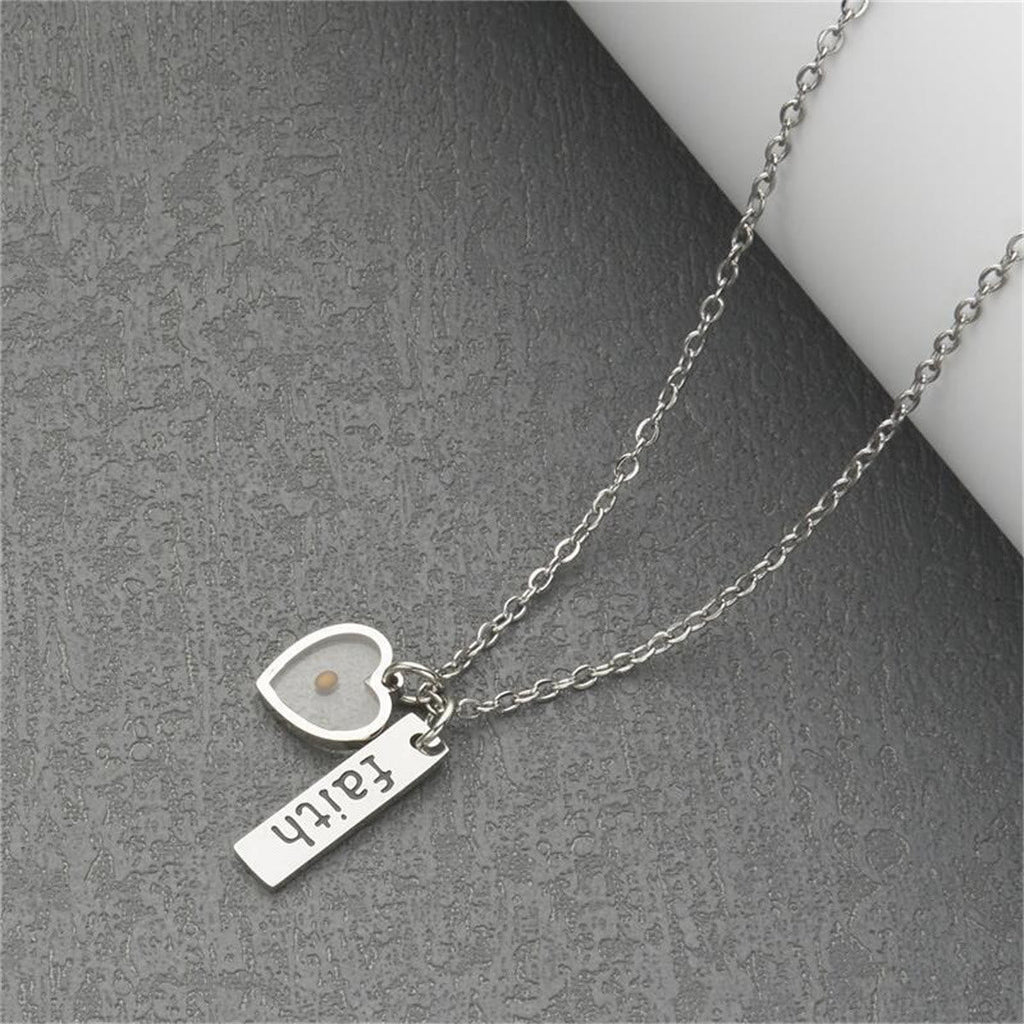 Heart & Tear Drop Mustard Seed Faith Necklace