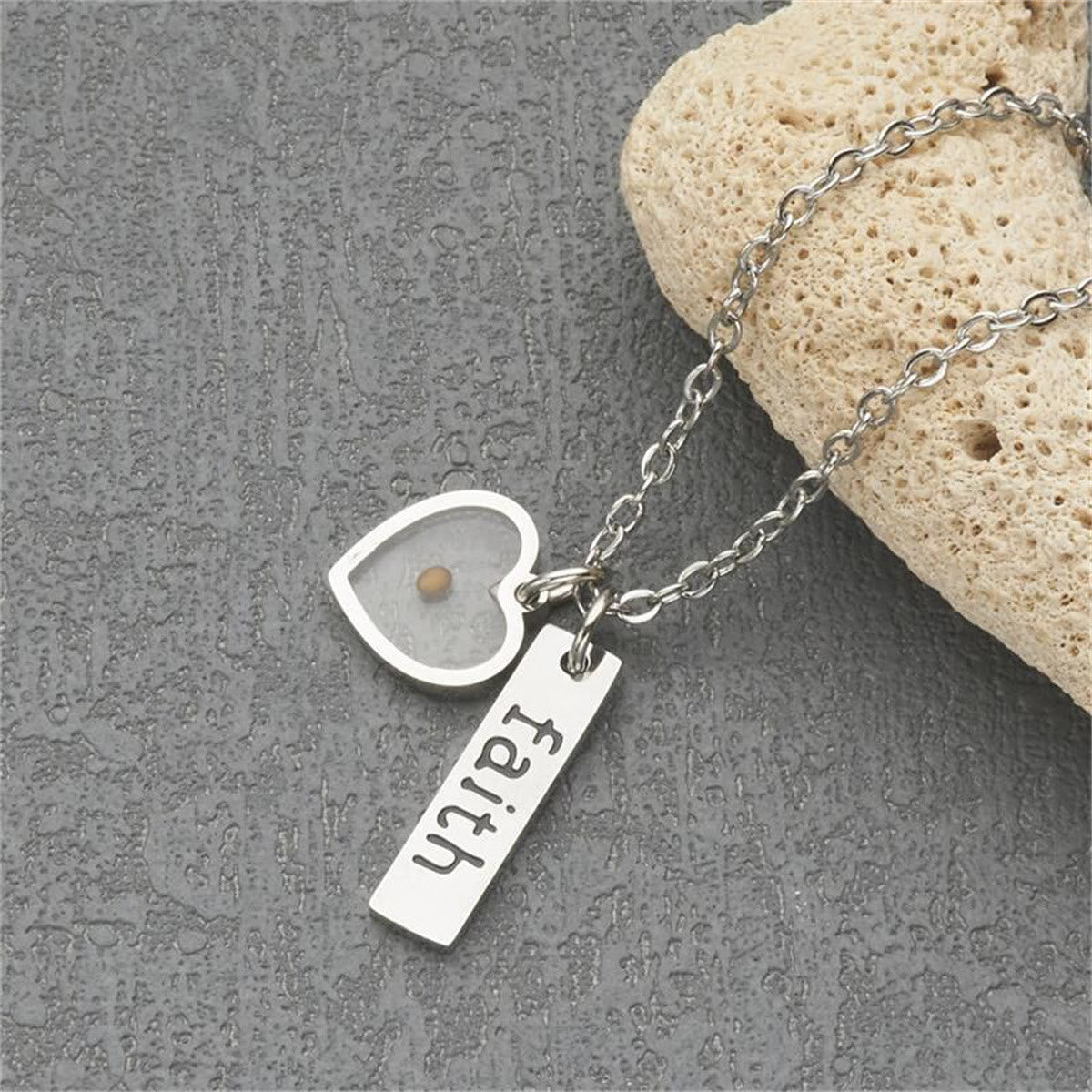 Heart & Tear Drop Mustard Seed Faith Necklace