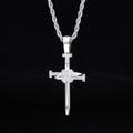 Zircon-Accented Nail Shaped Cross Pendant