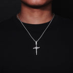 Zircon-Accented Nail Shaped Cross Pendant