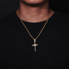 Zircon-Accented Nail Shaped Cross Pendant