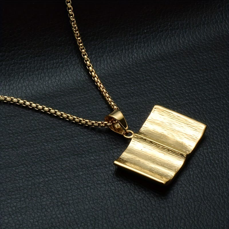 Bible-Shaped Cross Pendant Necklace