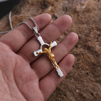 Polished Metal Crucifix Necklace
