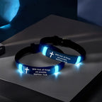 Luminous Silicon Cross Bracelet with Matthew 19:26