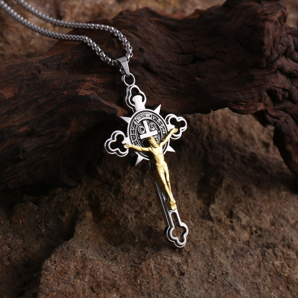 Openwork Crucifix Pendant Necklace
