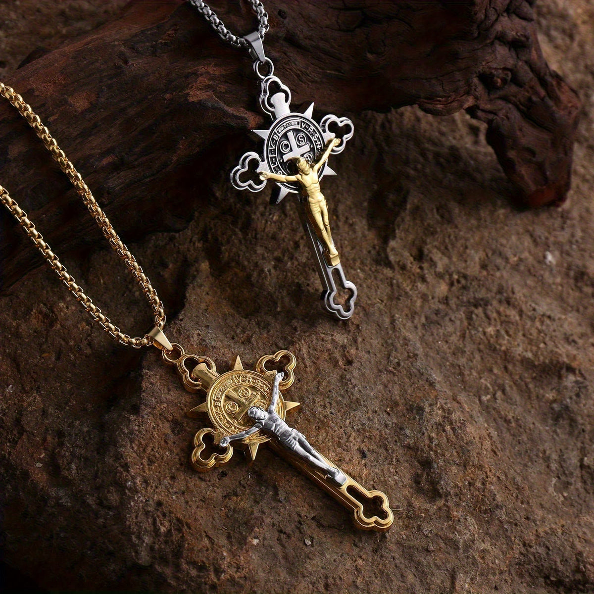 Openwork Crucifix Pendant Necklace