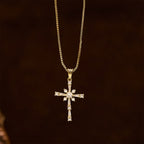 Sparkling Stone-Inlaid Cross Necklace