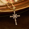 Sparkling Stone-Inlaid Cross Necklace