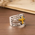Two-Tone Copper Cross Ring