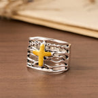 Two-Tone Copper Cross Ring