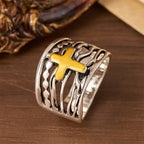 Two-Tone Copper Cross Ring