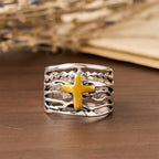 Two-Tone Copper Cross Ring