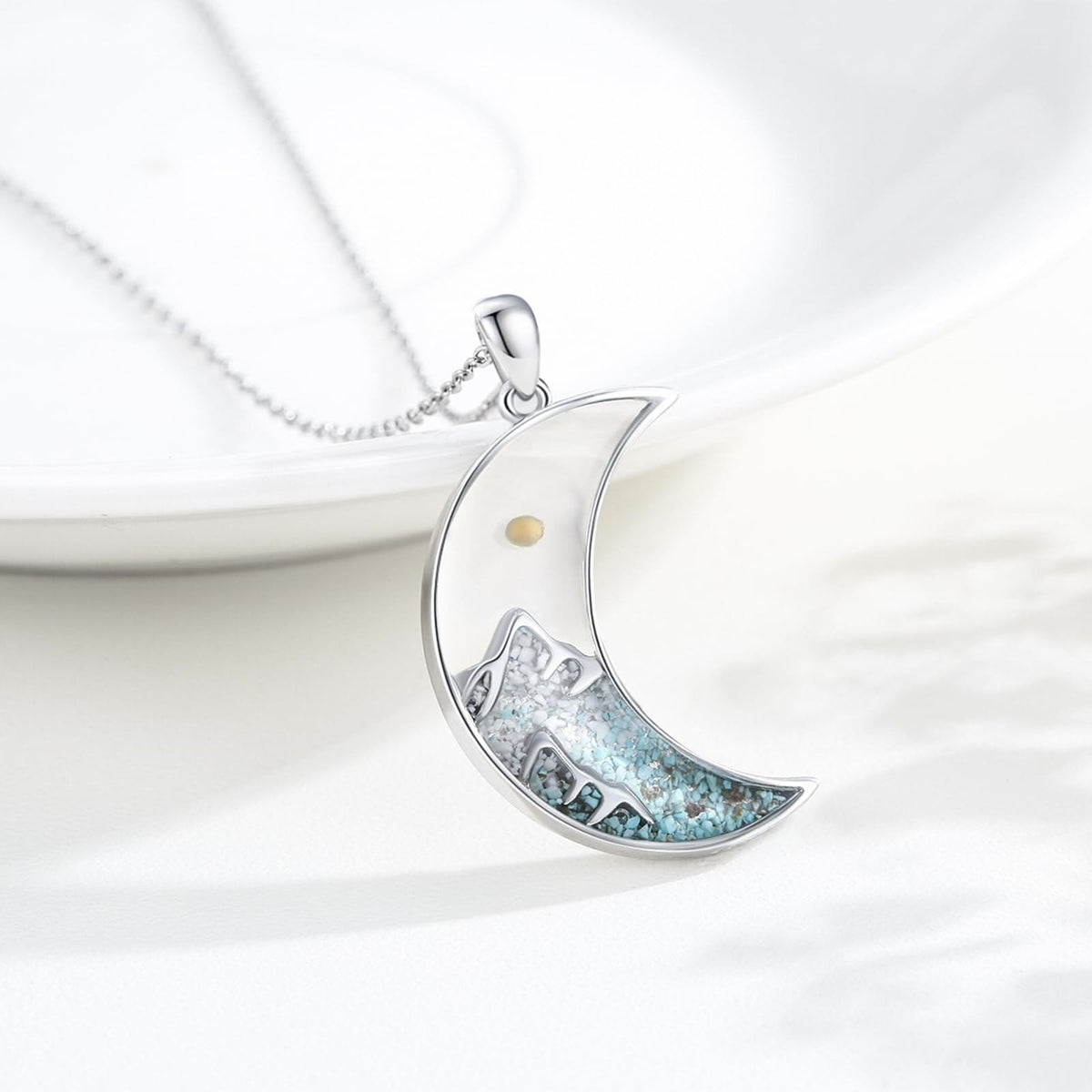 Mustard Seed Crescent Moon & Cross Necklace
