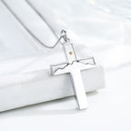 Mustard Seed Crescent Moon & Cross Necklace