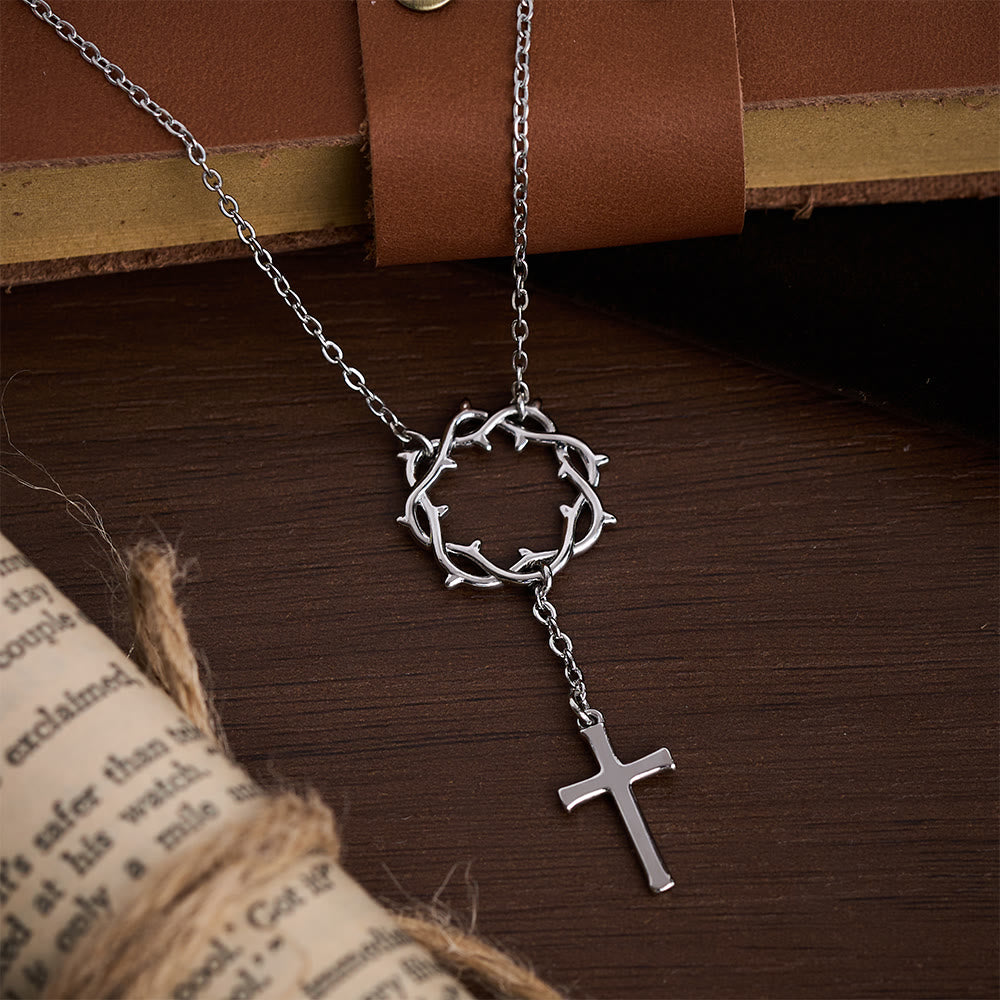 Thorn Crown Cross Necklace