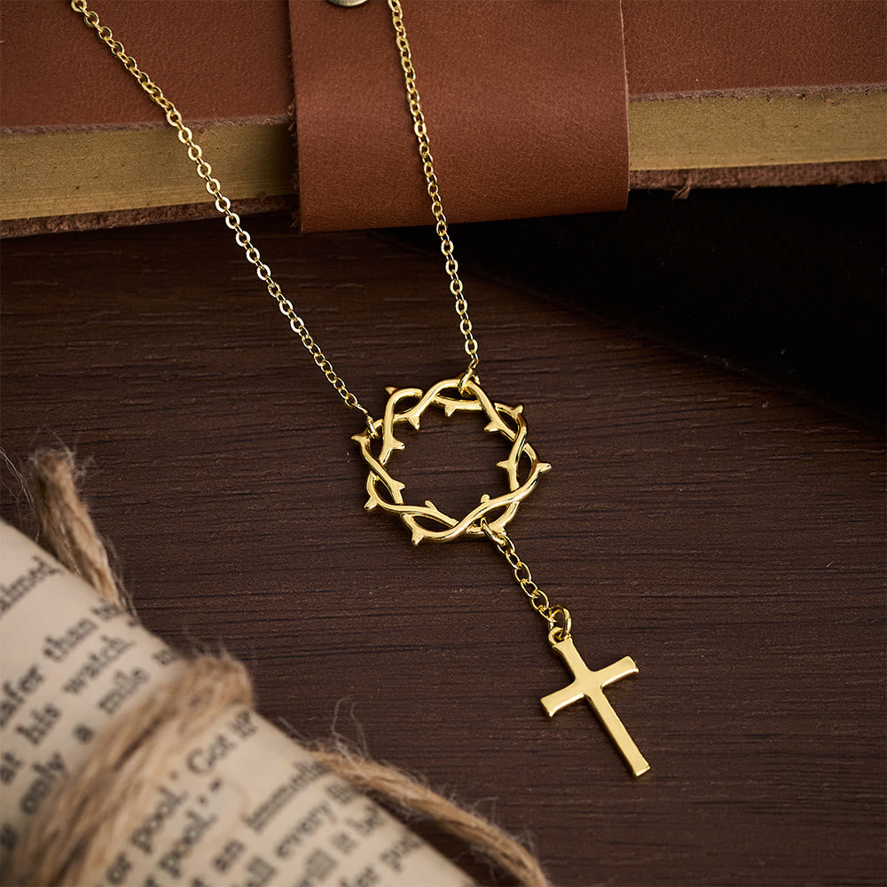 Thorn Crown Cross Necklace