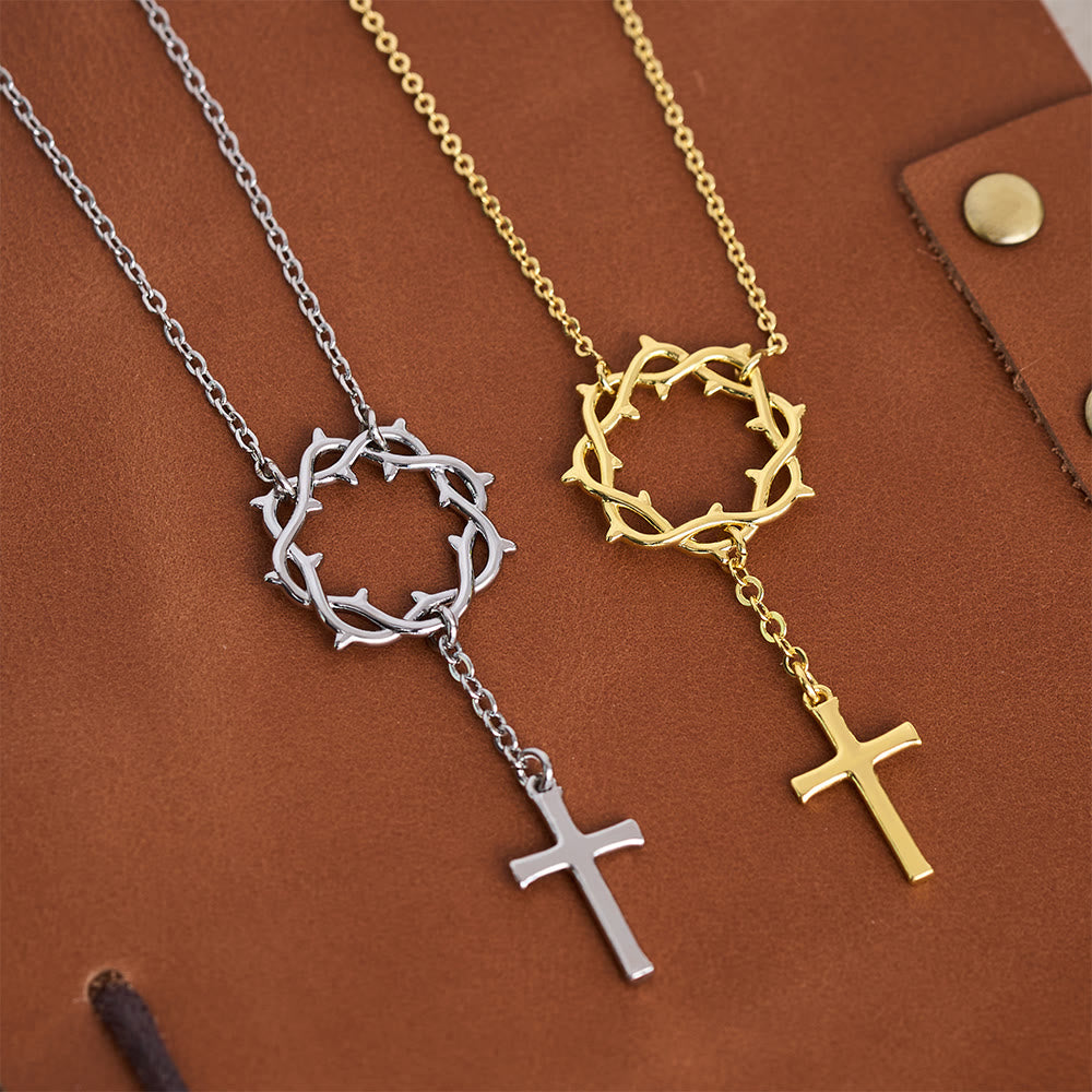 Thorn Crown Cross Necklace