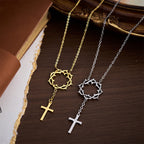 Thorn Crown Cross Necklace