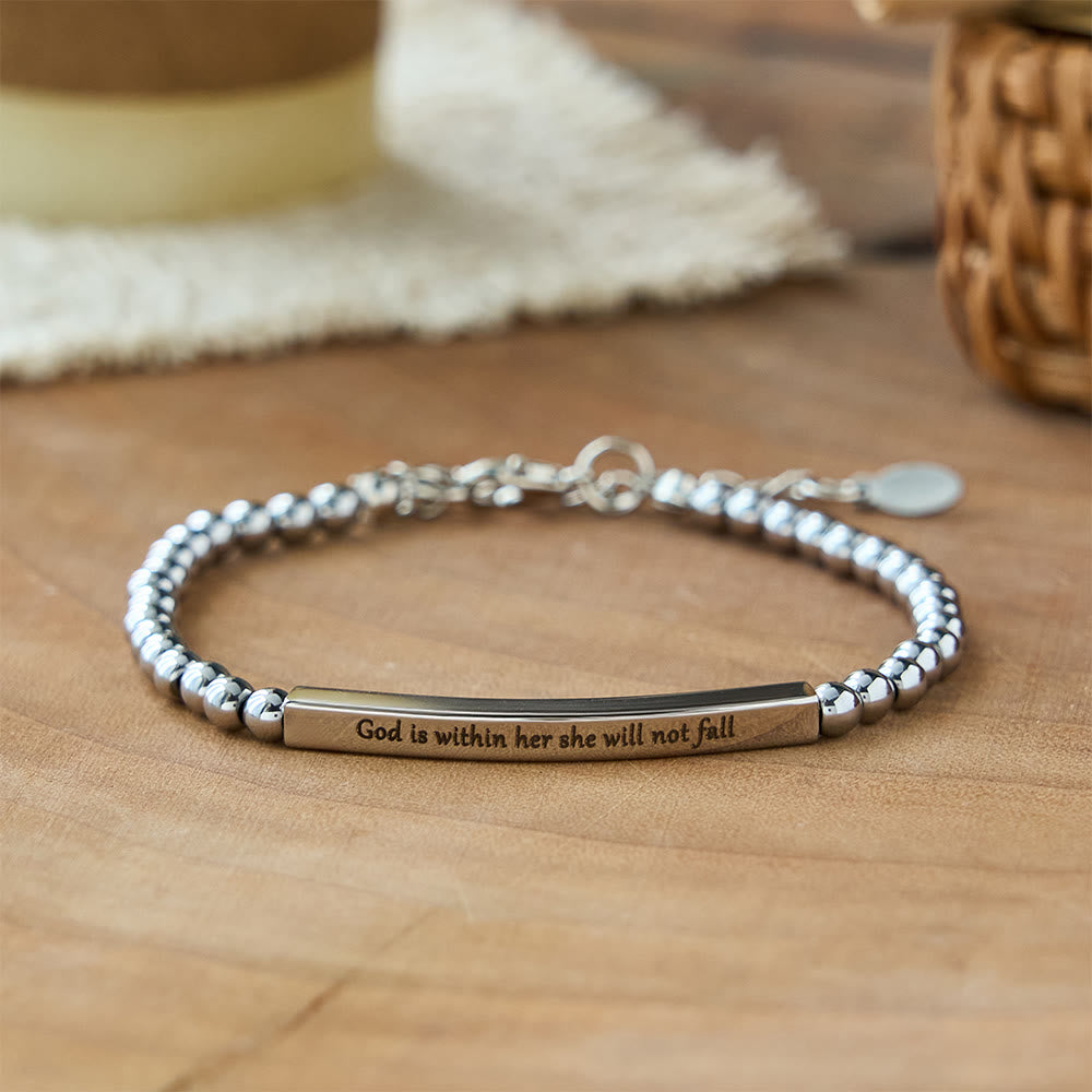Strength & Courage Engraved Beaded Bracelet